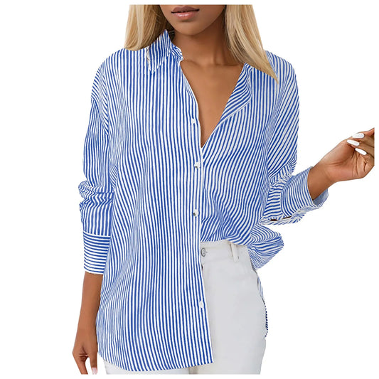 Casual Loose Button-Down Tunic Blouse