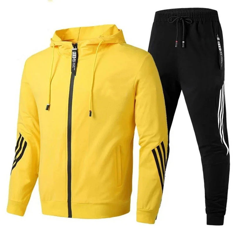 Men's Sports Activewear Set Hoodie Sweater and Pants with Zipper for Running Fitness