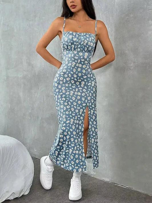 Sleeveless Halter Midi Dress