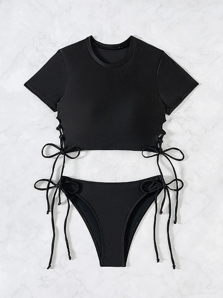 Short-Sleeve Bikini Set - Two-Piece Swimsuit