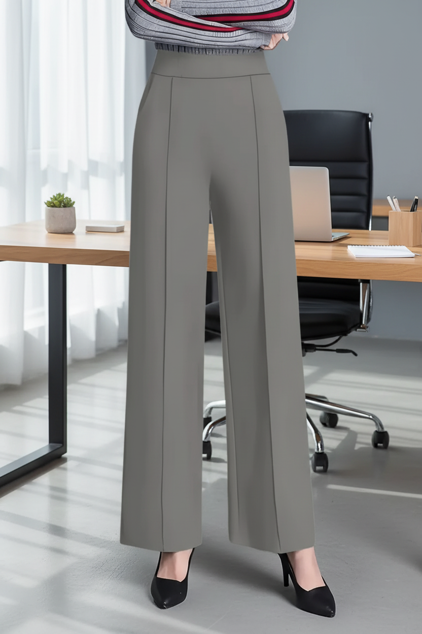 Solid Color Wide Leg High Waist Pants