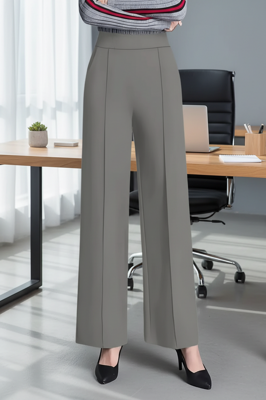 Solid Color Wide Leg High Waist Pants