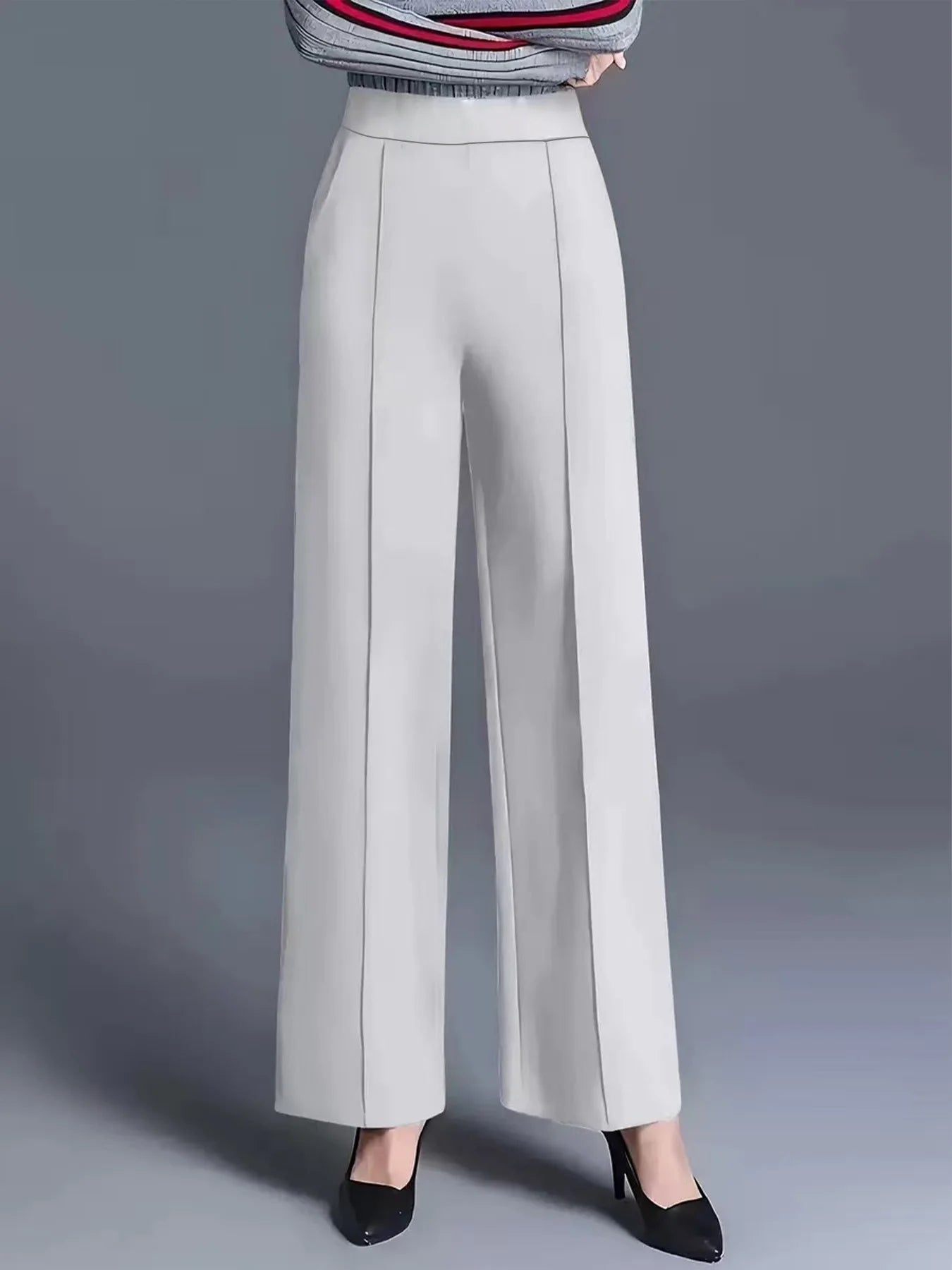 Solid Color Wide Leg High Waist Pants
