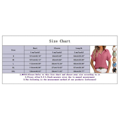 Summer Solid Color Shirts Women Cotton Linen Rolled Up Short Sleeve Slim Fit Tops Mujer Beach Style Leisure Buttons Up Blouse - The Eggy's store