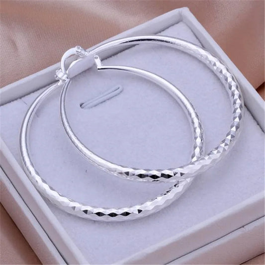 925 Sterling Silver Hoop Earrings 5CM Circle Hoops for Women - Fashion Jewelry for Weddings and Holidays