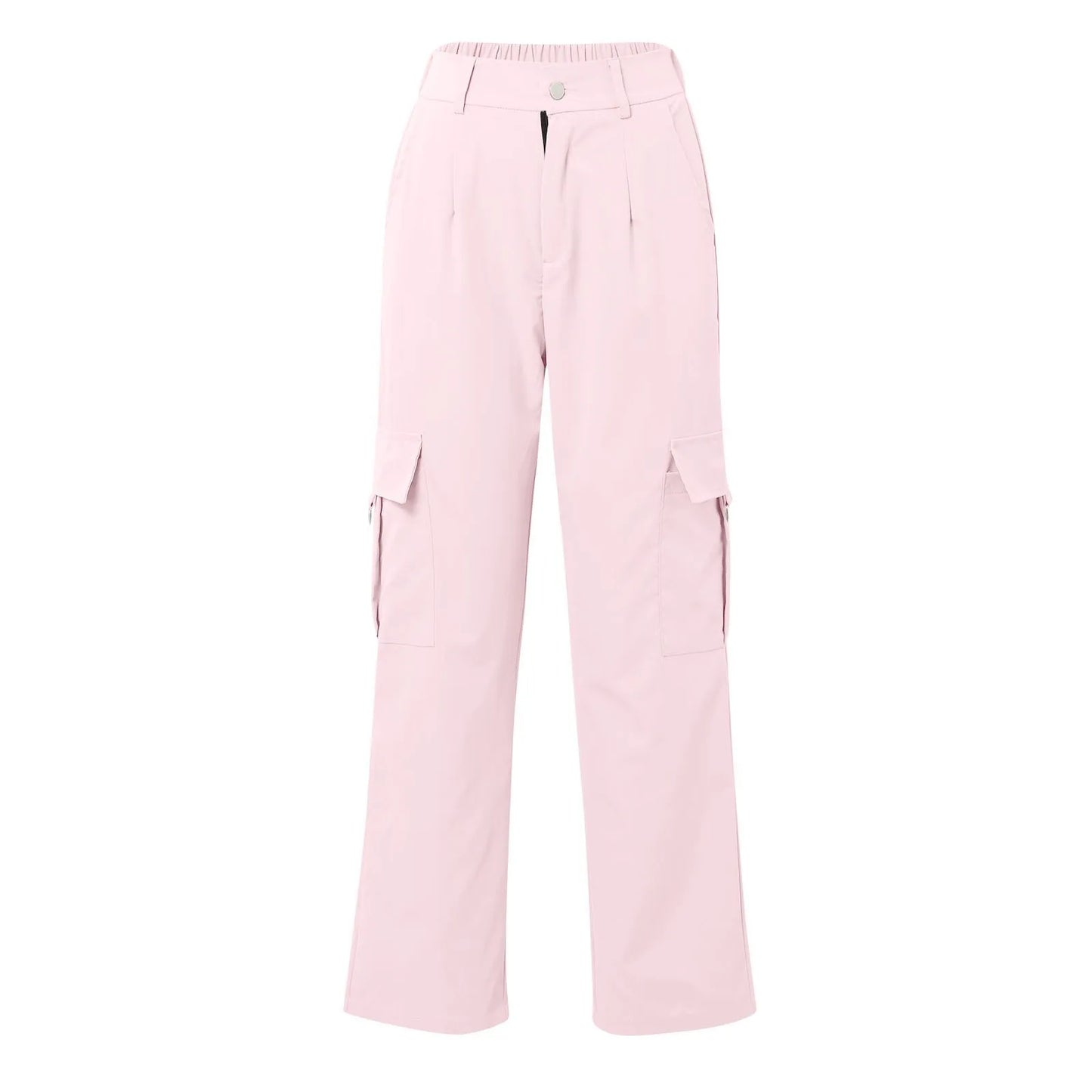Women's Wide Leg Cargo Pants with Pockets – Casual Straight Leg Trousers