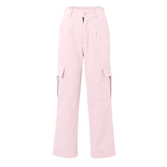 Women's Wide Leg Cargo Pants with Pockets – Casual Straight Leg Trousers