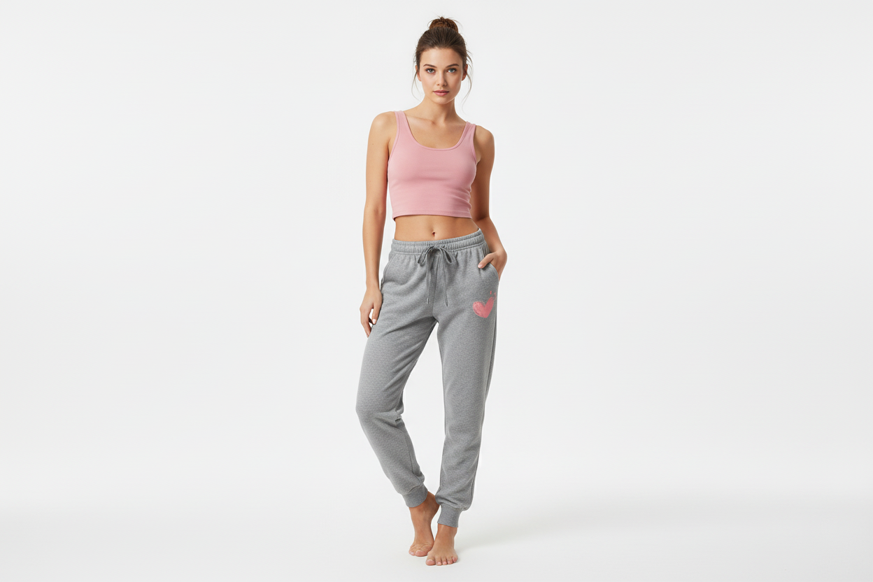 Women Cute Heart Printed Sweatpants