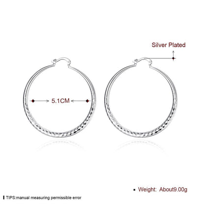 925 Sterling Silver Hoop Earrings 5CM Circle Hoops for Women - Fashion Jewelry for Weddings and Holidays