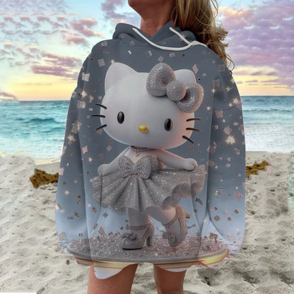 Cute Sweatshirt  Outfit Hello Kitty Hoodie Cartoon Graphic Adult Sweatshirt Hoodie Sanrio Women's Top