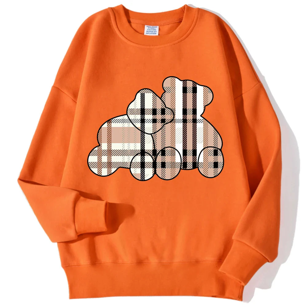 Casual Women's Sweatshirts Teddy Bear Printing Hoodies