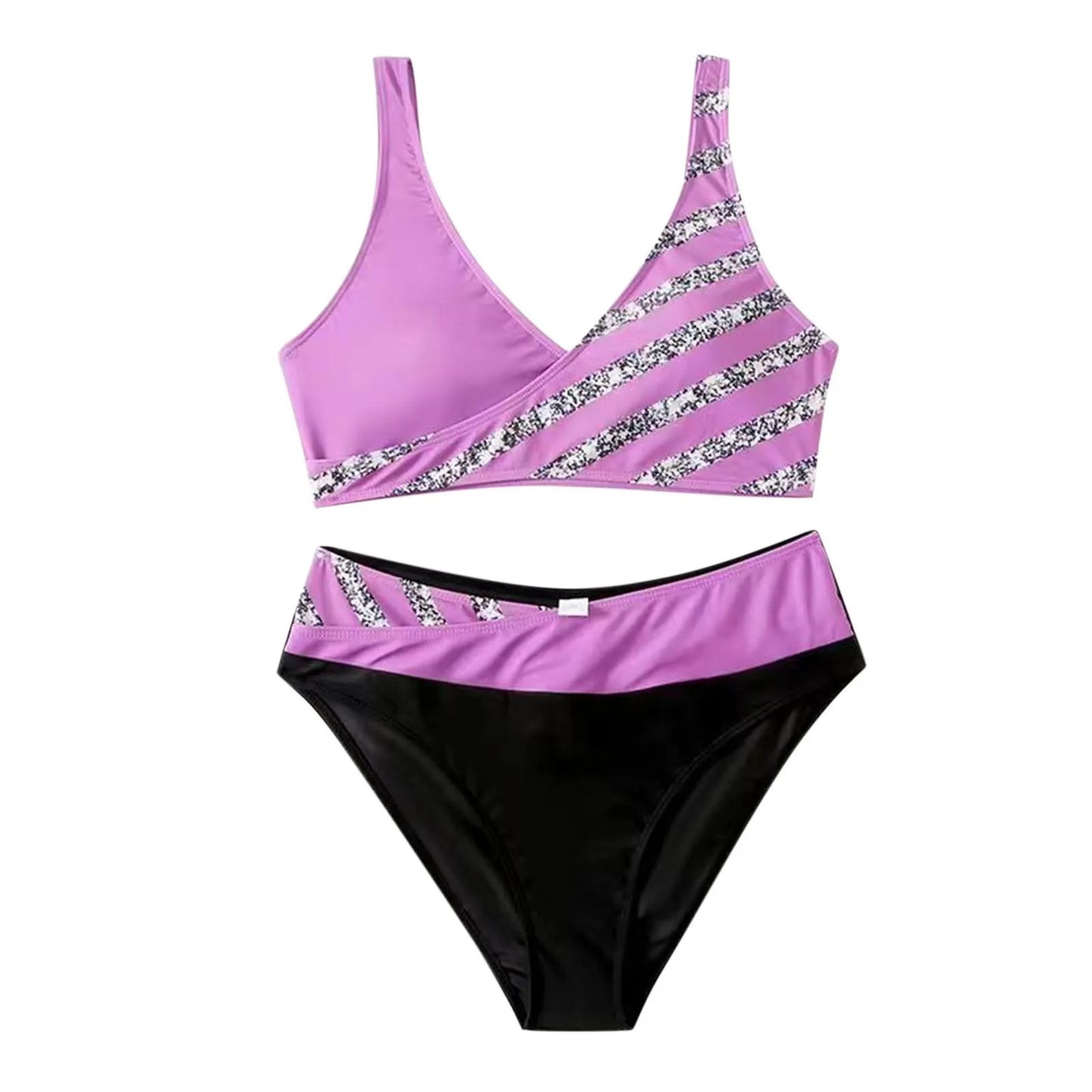 High-Waisted Swimsuit Set - Two-Piece with Pockets