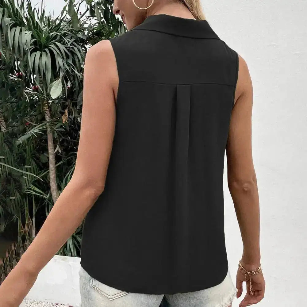 V-Neck Button Front Tank Top