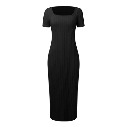 Dresses For Women Plus Size Women's Bodycon Casual Short Sleeve Square Neck Midi