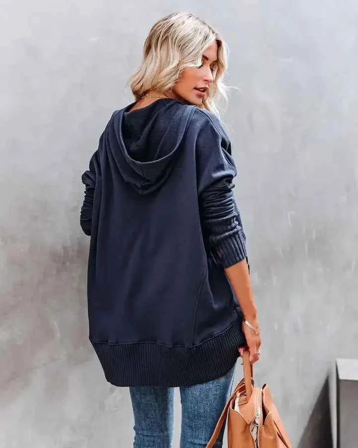 Casual Loose White Women Sweatshirt V-neck Hooded Batwing Sleeve Hoodie Top For Women Pullovers