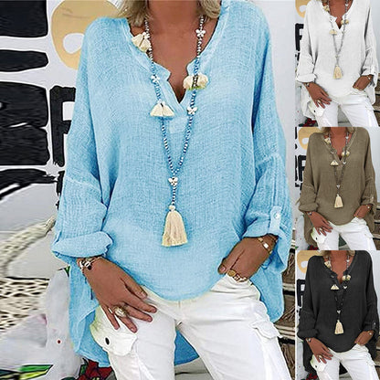 Plus Size Women's Top Summer V Neck Solid Casual Short Sleeve Blouse - The Eggy's store