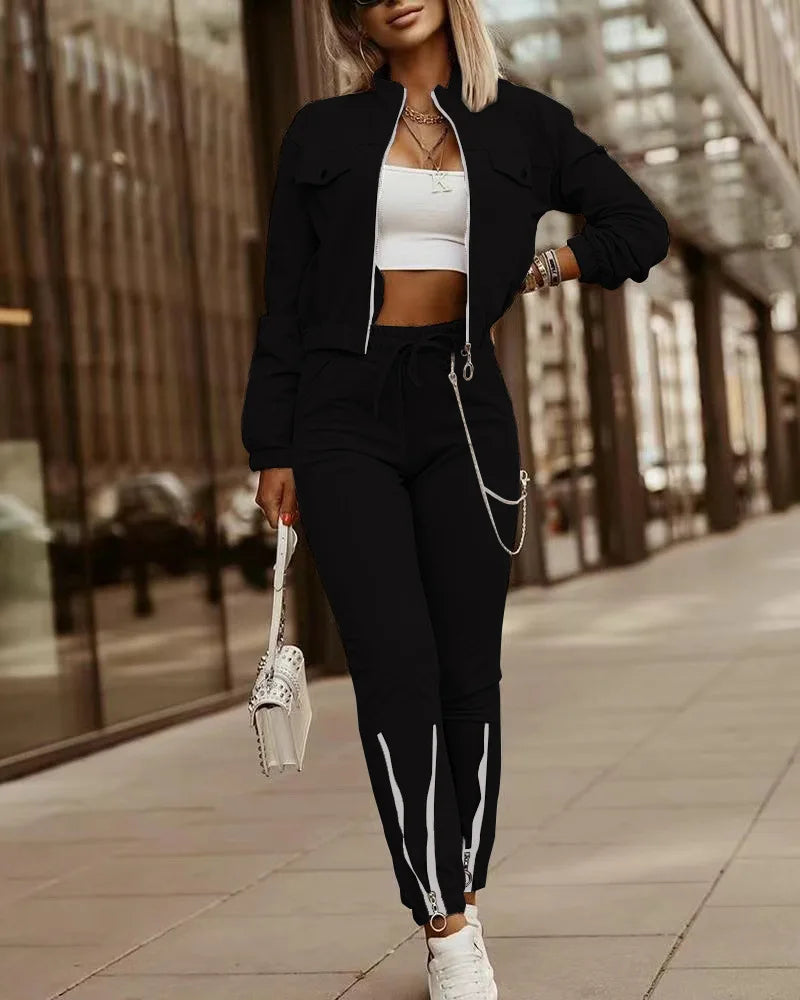 Women’s Zipper Two-Piece Set