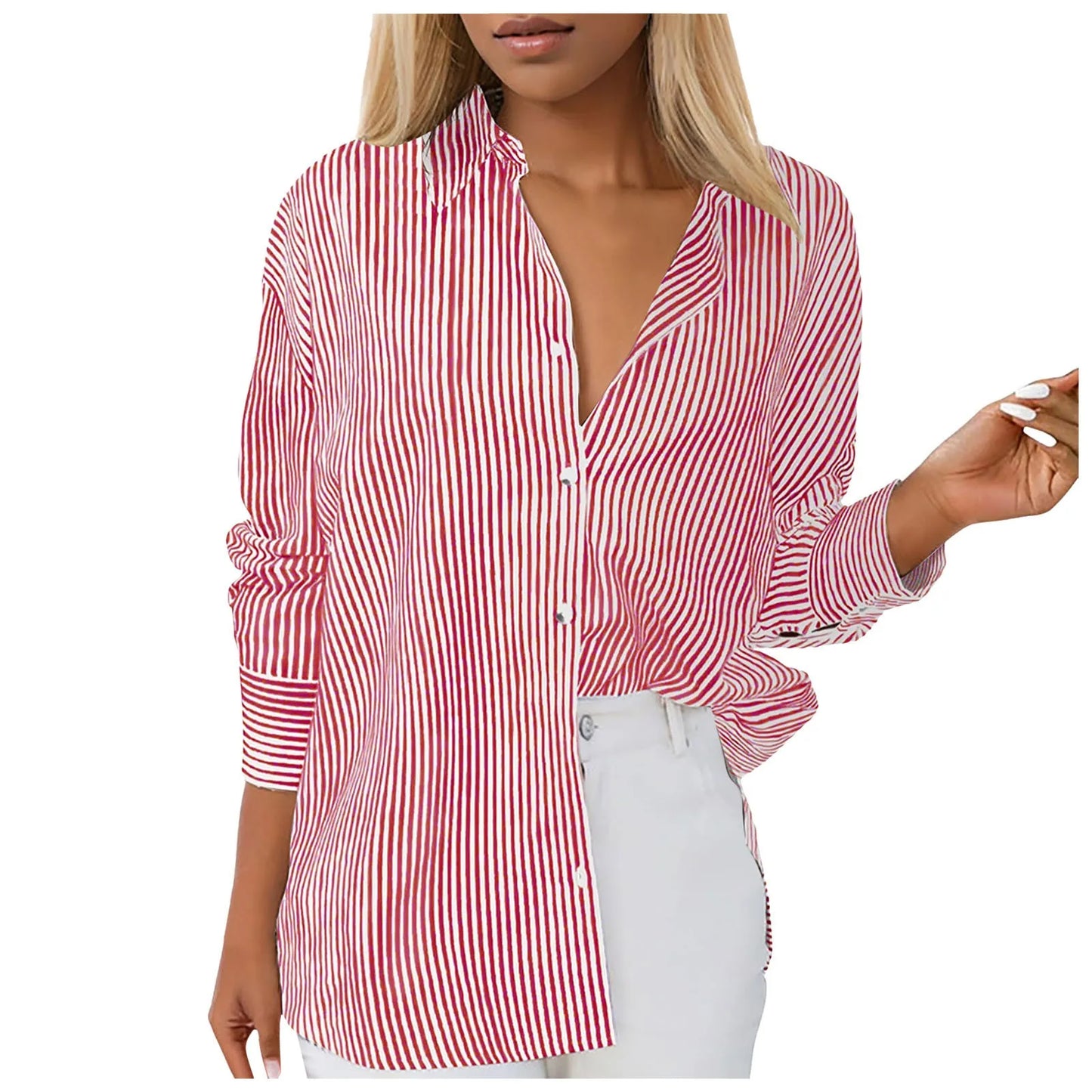 Casual Loose Button-Down Tunic Blouse