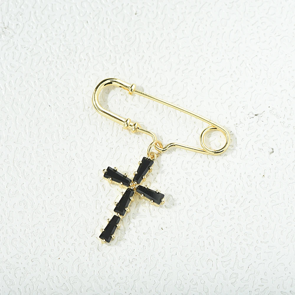 Cubic Zirconia Cross Brooch Pin – Fashion Statement Jewelry for Women