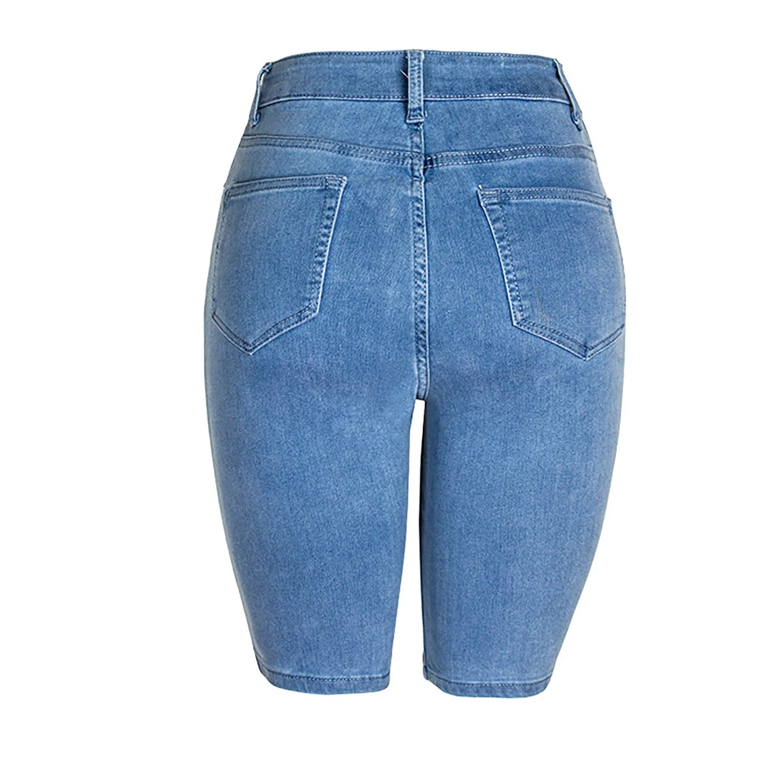 Casual Retro Black High Waist Denim Shorts for Women - Knee-long Summer Shorts - The Eggy's store
