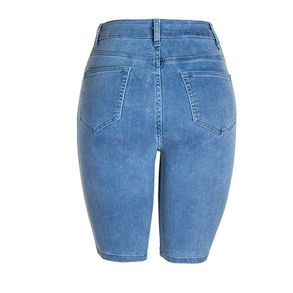 Casual Retro Black High Waist Denim Shorts for Women - Knee-long Summer Shorts - The Eggy's store