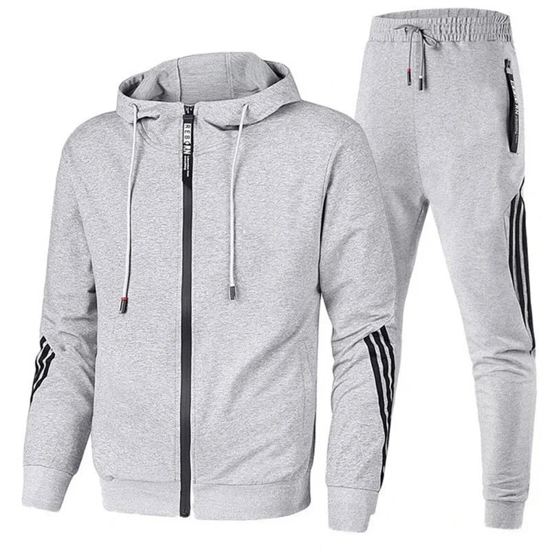 Men's Sports Activewear Set Hoodie Sweater and Pants with Zipper for Running Fitness