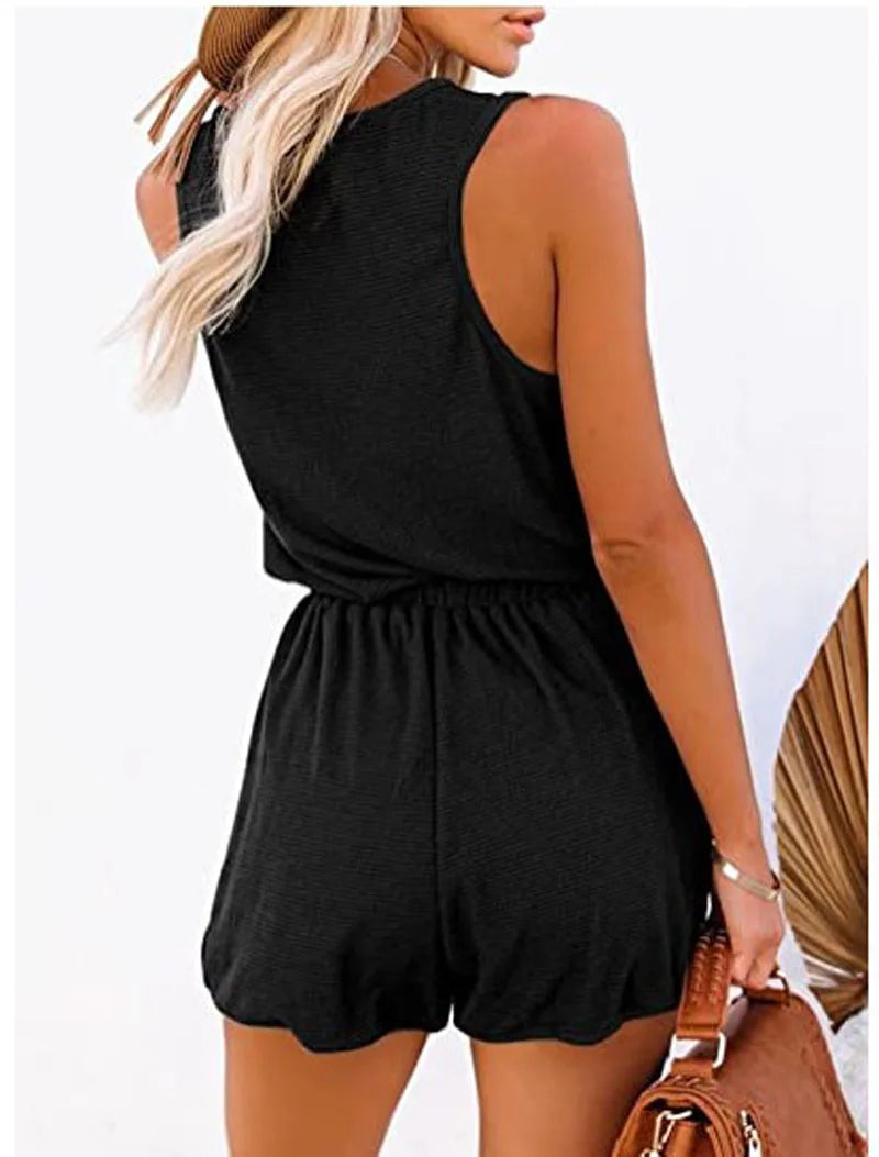 Lace-Up Sleeveless Wide Leg Jumpsuit