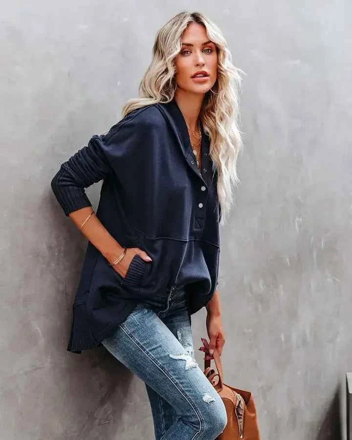 Casual Loose White Women Sweatshirt V-neck Hooded Batwing Sleeve Hoodie Top For Women Pullovers