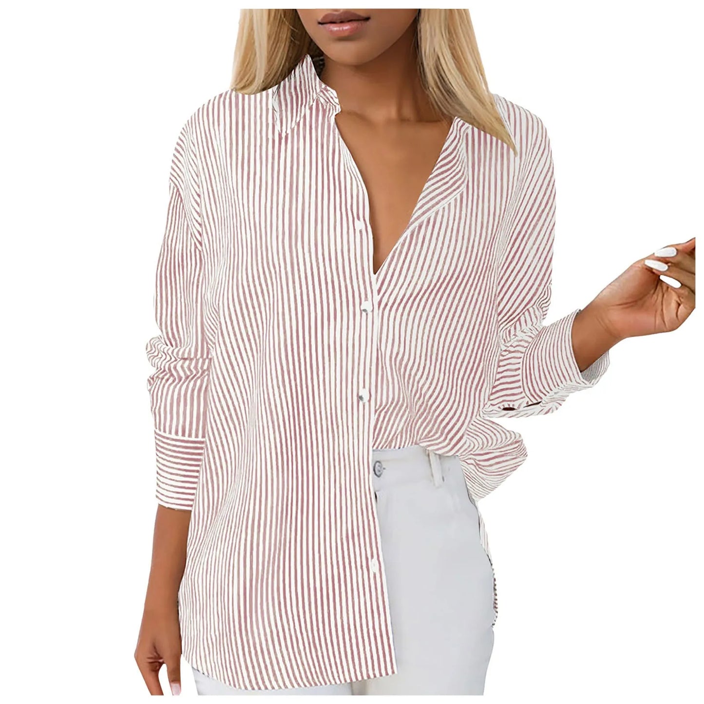 Casual Loose Button-Down Tunic Blouse