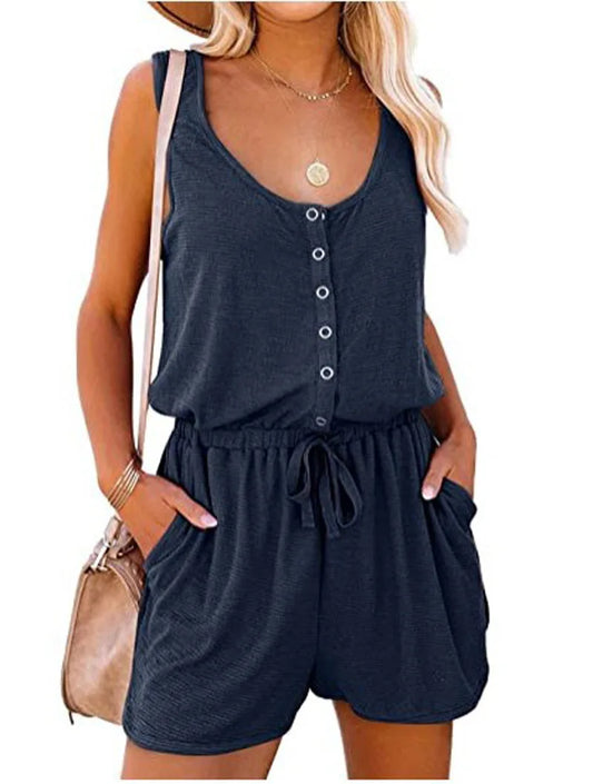 Lace-Up Sleeveless Wide Leg Jumpsuit