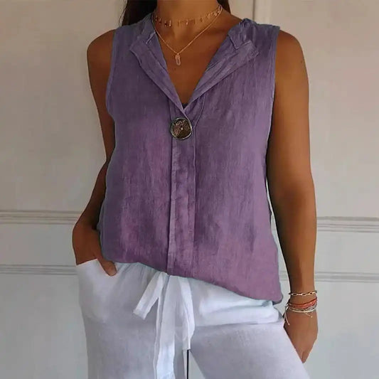V-Neck Button Front Tank Top