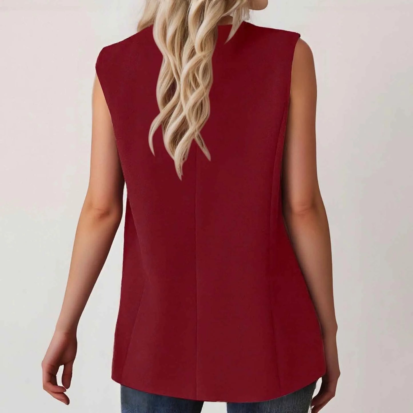 Sleeveless Single Button Slim Fit Blazer Vest