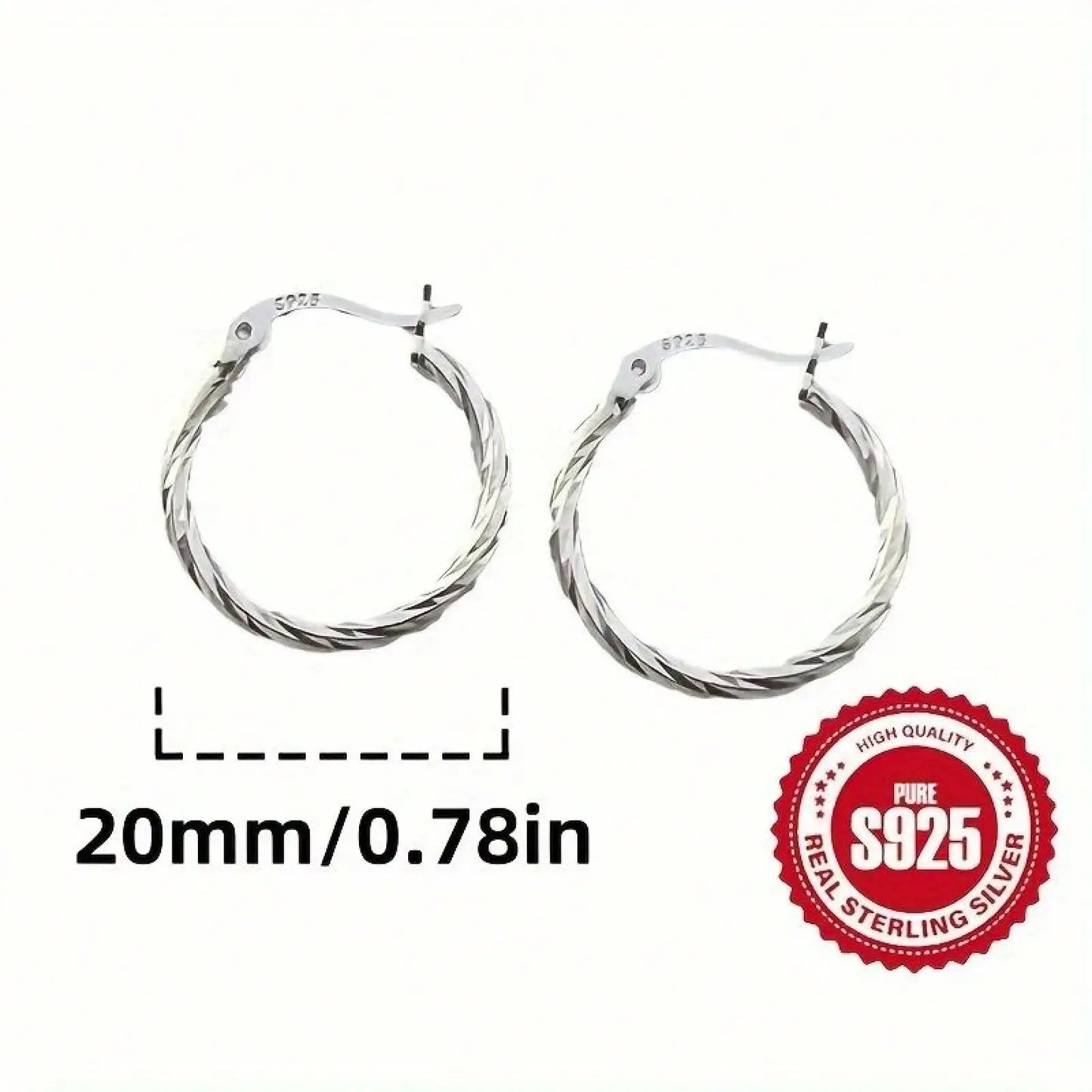 Hypoallergenic Silver Twisted Circle Stud Earrings – Lightweight Everyday Earrings