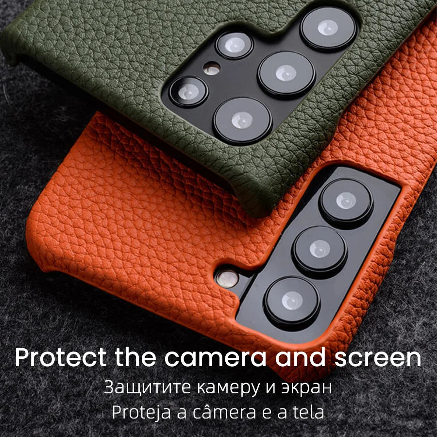 Premium Leather Phone Case for Samsung Galaxy S23 S22 Ultra 21 Plus 5G - Luxury Genuine Cowhide Business Cover - The Eggy's store