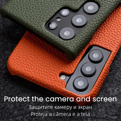 Premium Leather Phone Case for Samsung Galaxy S23 S22 Ultra 21 Plus 5G - Luxury Genuine Cowhide Business Cover - The Eggy's store