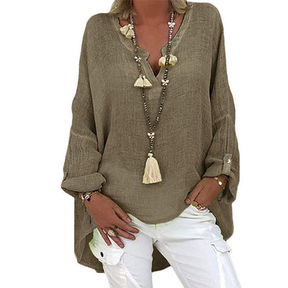 Plus Size Women's Top Summer V Neck Solid Casual Short Sleeve Blouse - The Eggy's store