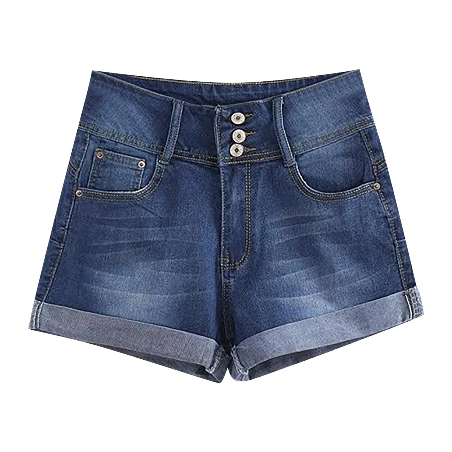 Washed Solid Low Waist Denim Mini Shorts