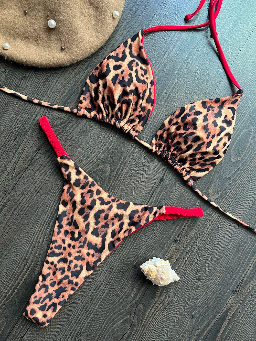 Leopard Print Brazilian Bikini Set - Two-Piece