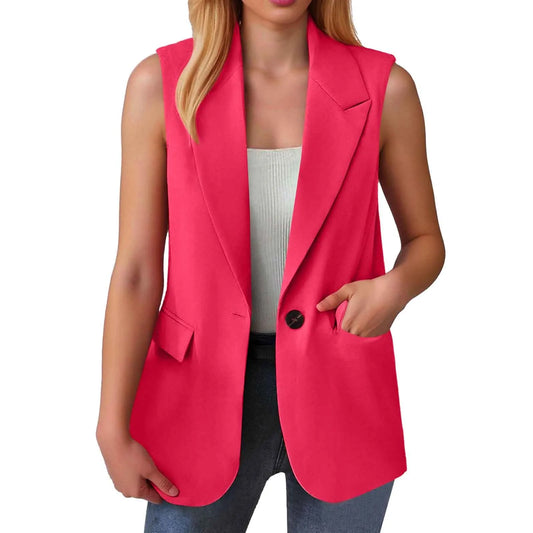 Sleeveless Single Button Slim Fit Blazer Vest