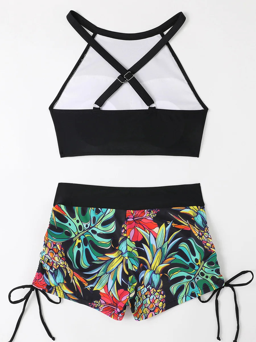 High Waist Women's Drawstring Bikini Swimsuit