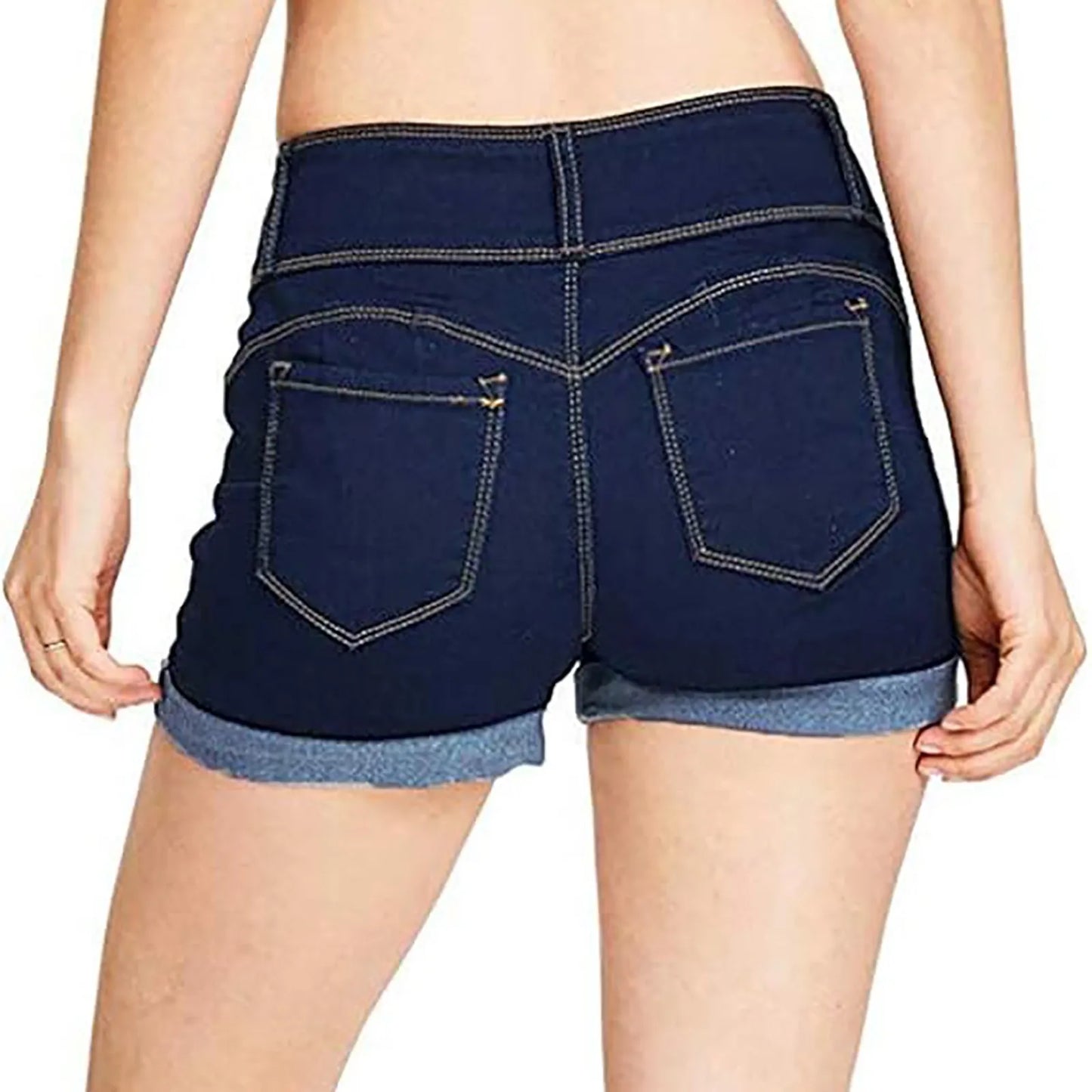 Washed Solid Low Waist Denim Mini Shorts