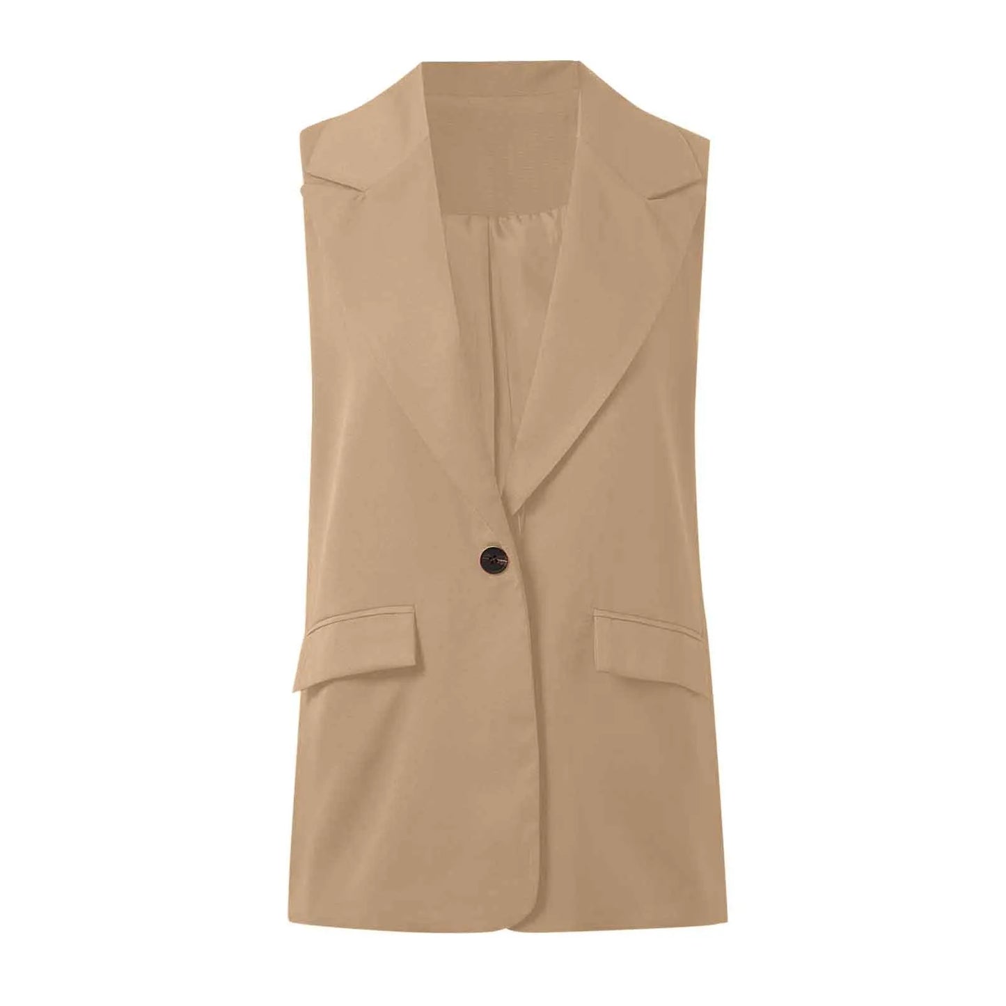 Sleeveless Single Button Slim Fit Blazer Vest