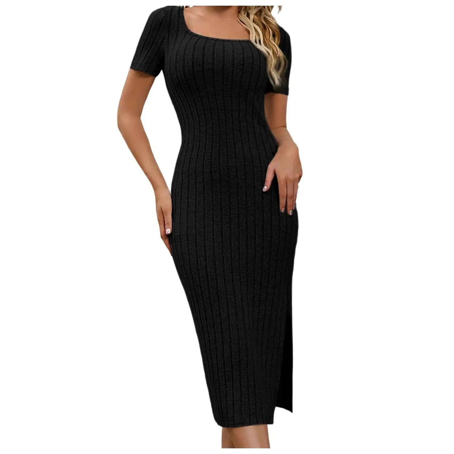 Dresses For Women Plus Size Women's Bodycon Casual Short Sleeve Square Neck Midi