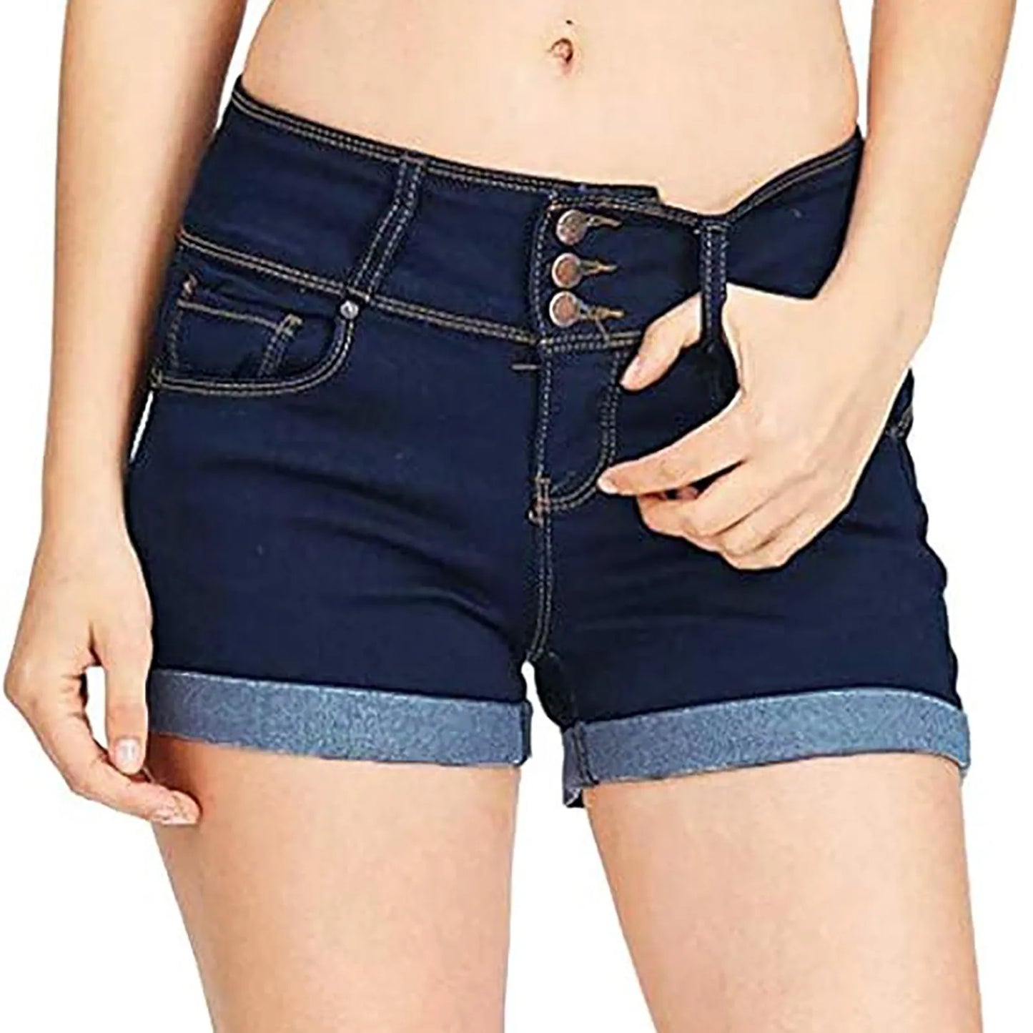 Washed Solid Low Waist Denim Mini Shorts