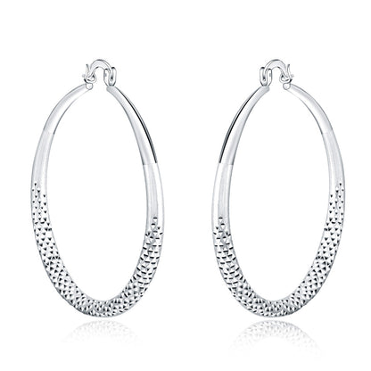 925 Sterling Silver Hoop Earrings 5CM Circle Hoops for Women - Fashion Jewelry for Weddings and Holidays