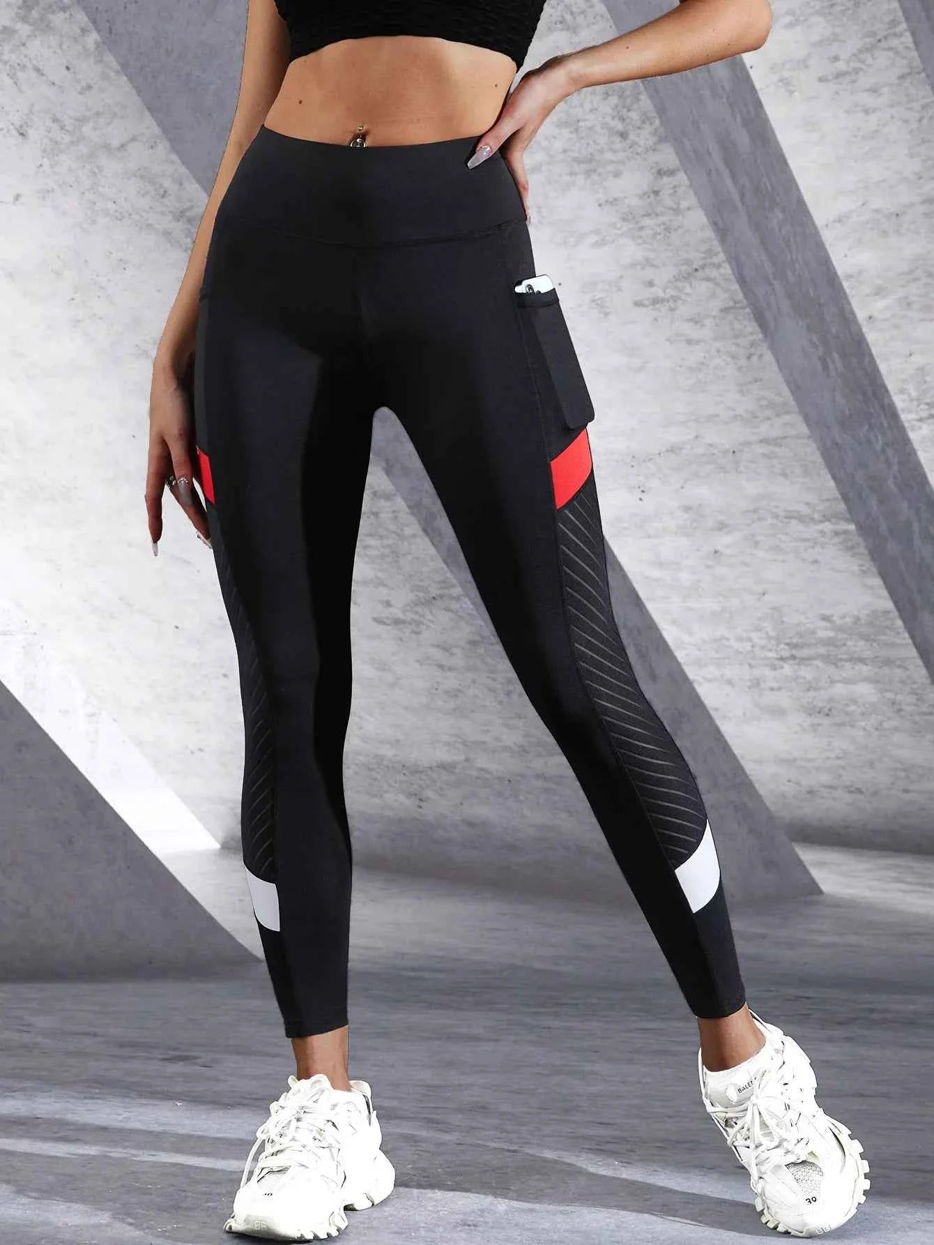 Colorblocked Mesh High Waist Leggings