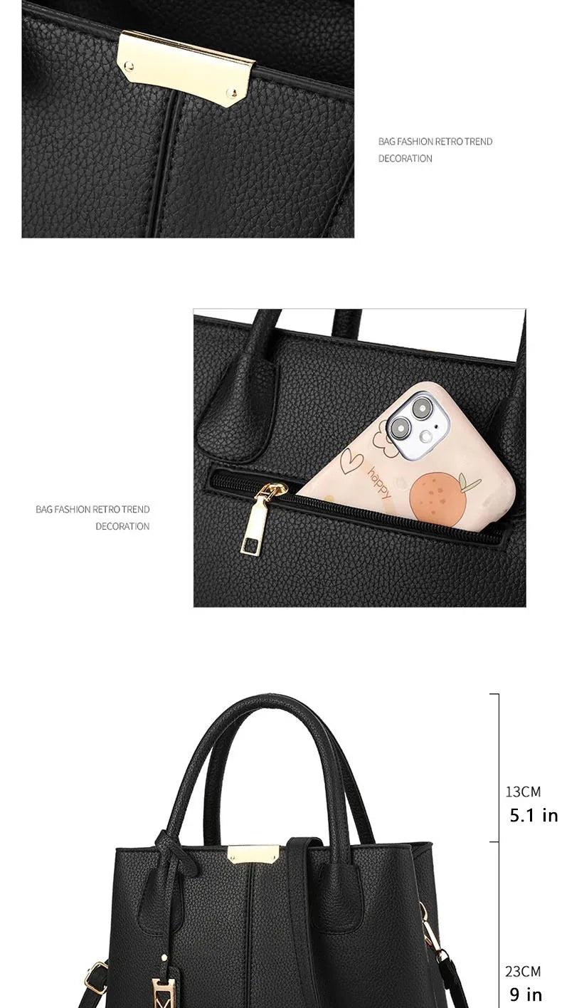 Women's Fashion Tote Handbag – PU Leather Zipper Purse | 5 Colors