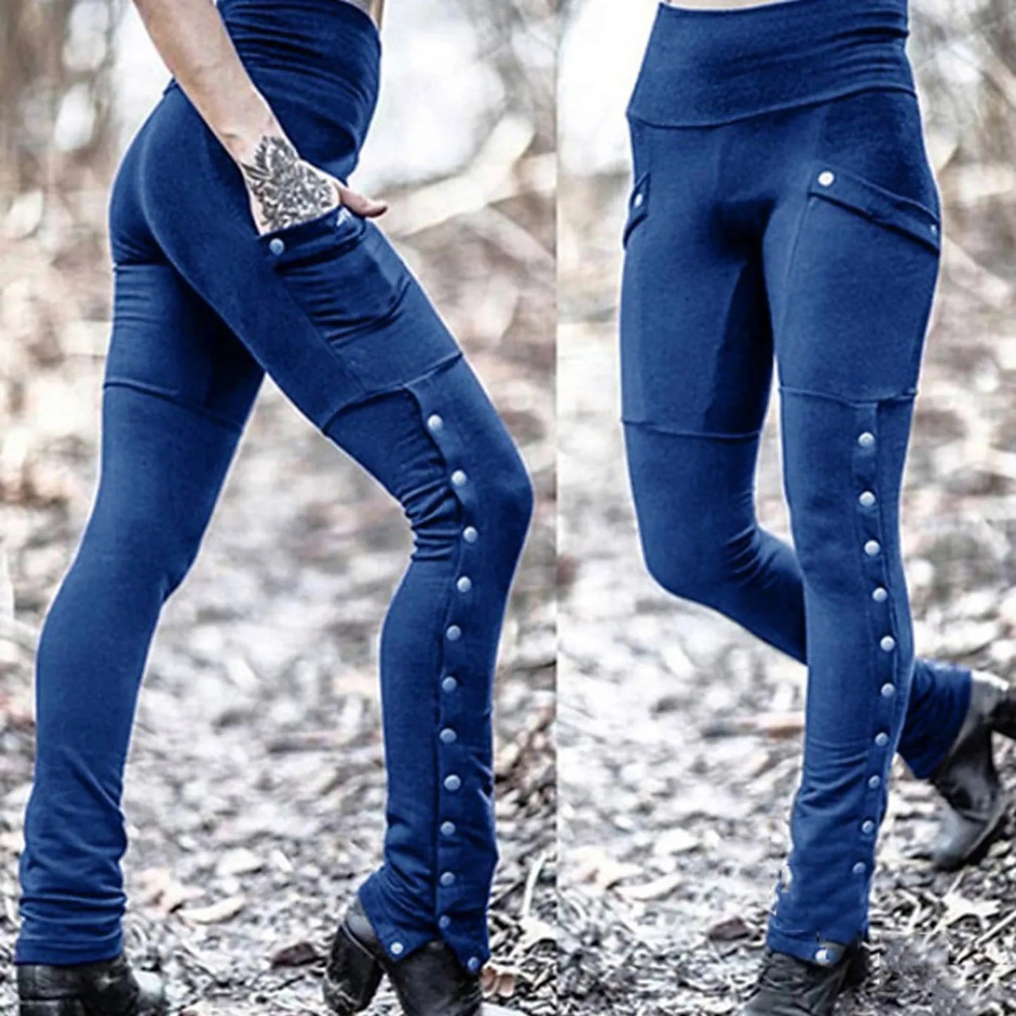 Gothic Rivet Skinny Pencil Pants