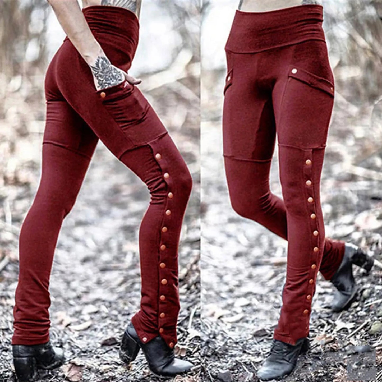 Gothic Rivet Skinny Pencil Pants