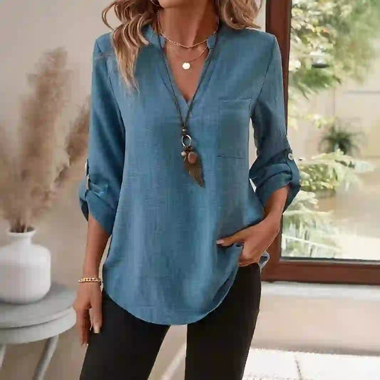 Elegant Casual V-neck Loose Sleeve Blouses